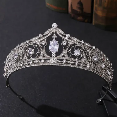 Baroque Luxury Geometric Rhinestone Bridal Tiaras Cubic Zirconia Crown Crystal Pageant Diadem