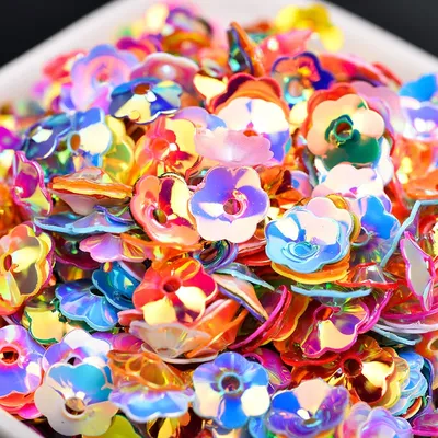 1000pcs 6mm rose Flowers ab colors AAA grade shiny flatback Loose Sequins Paillettes Clothes Sewing