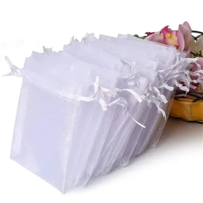 50Pcs Organza Bag Jewelry Packaging Gift Candy Wedding Party Goodie Packing Favors Pouches Drawable