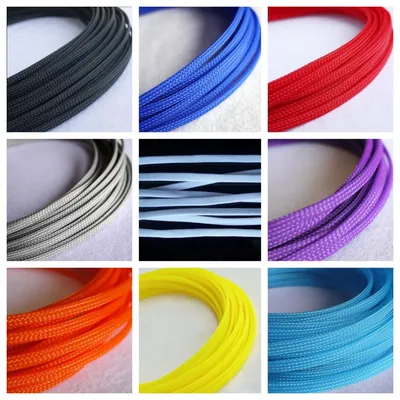 3MM 4MM 6MM 8MM 10MM 12MM 16MM Flat PET Sleeves Braided Expandable Cable Wire Snakeskin Sleeving