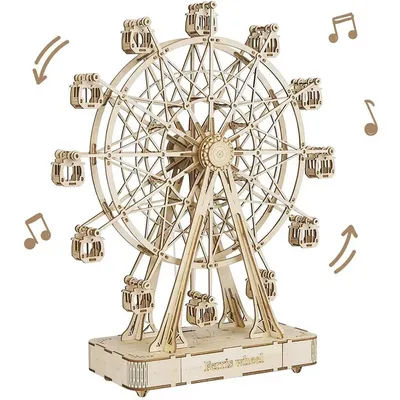 Robotime Ferris Wheels Music Model Kits 3D Wooden Puzzle Mechanical DIY Crafts Kits Brain Teaser