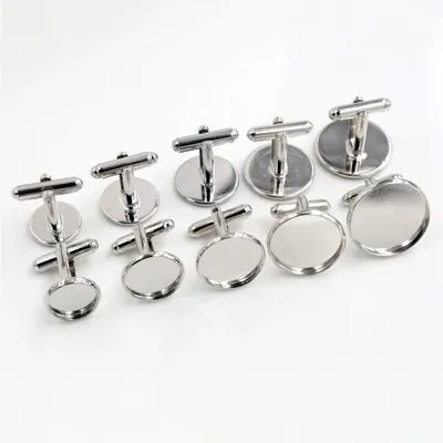 10pcs/ Lot 12mm,14mm,16mm,18mm,20mm, Rhodium Colors Plated Cufflink Base Settings Cabochon Cameo