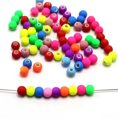 500 Mixed Matte Fluorescent Neon Beads Acrylic Round Beads 6mm(0.24