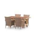 Ensemble de table et 4 chaises en bois et céramique terracotta 168x87