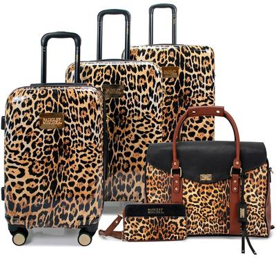 Badgley Mischka Luggage Leopard Luggage Set | Weekender | Sling Bundle - Brown