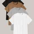 4 Pièces T-shirts À Col Rond Pour Hommes, Hauts À Manches Courtes, Tenues De T-shirts Confortables, Cool Pour Hommes Pour L'été