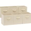 1/3/6pcs Bacs De Rangement En Cube, Boîte De Rangement En Tissu Pliable, Organisateur D'articles Divers De 11 Pouces Et Conteneur De Stockage Avec Poignées, Cubes De Rangement Pliables (beige/noir)