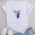 T-shirts à manches courtes de sport graphique d'oiseaux mignons de mode, hauts minces de sport occasionnels d'impression pour la course, hauts d'été des femmes