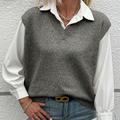 Gilet en tricot à col en V, sans manches, polyvalent pour le printemps et l'automne, vêtement pour femmes