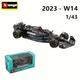 Burago 1:43 2023 Mercedes-AMG F1 Team W14 #44 Et #63 Modèle De Voiture En Alliage Moulé Sous Pression, Jouet De Collection, Cadeaux De Collection