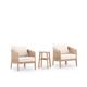 Salon de jardin 2 fauteuils en bois avec table basse en terrazzo 50cm