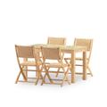 Ensemble table et 4 chaises en bois et céramique vert clair 125x65