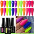 12PCS Ensemble De Vernis À Ongles En Gel Fluorescent, Vernis À Ongles En Gel Néon Semi-permanent, Manucure D'art Des Ongles, Déposez Le Vernis À Ongles En Gel LED UV