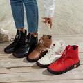 Femmes Haut Haut Plat Baskets, Couleur Unie Lacets Crochet & Boucle Cheville Bottes, Bottes Décontractées & Confortables