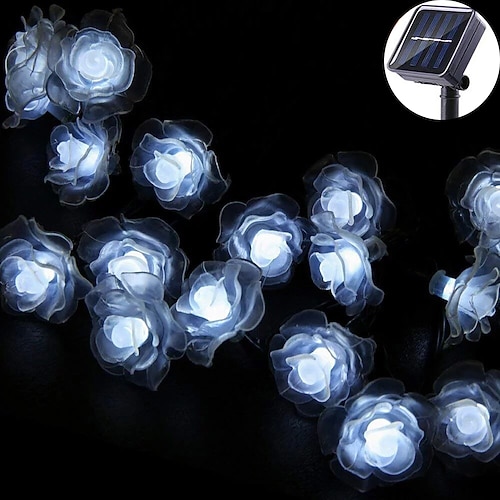 Außen wasserdichte Solar-Rosen-Lichterkette 12m-100LEDs 7m-50LEDs 6.5m-30LEDs Hochzeitsfeier Außen Garten Dekoration Image