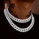 1pc Chaîne Cuban Link Collier Curb, Collier Hip Hop Cuban Link Faux Diamond Chain Pour Hommes