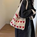 Sac Fourre-tout Tricoté Love Graphic, Sac À Bandoulière Tissé De Mode, Sac Au Crochet Esthétique Pour Les Femmes