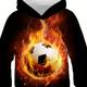 Cool Flaming Football Graphic Sweat-shirt Pour Enfants, Dessin Animé Garçon Fille À Manches Longues Pull À Capuche Vêtements Pour Printemps Automne 4-14 Ans Enfants