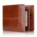 Portefeuille Court En Cuir Véritable Pour Hommes Avec Clip À Billets, Grande Capacité, Porte-cartes Multi-cartes, Porte-permis De Conduire, Porte-cartes Horizontal, Porte-monnaie. Cadeau Pour Hommes