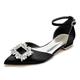 Damen Hochzeit Schuhe Flache Schuhe Geschenke zum Valentinstag Weiße Schuhe Hochzeit Party Täglich Hochzeitswohnungen Strass Flacher Absatz Spitze Zehe Elegant Modisch Satin Knöchelriemen Wein