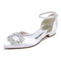 Damen Hochzeit Schuhe Flache Schuhe Geschenke zum Valentinstag Weiße Schuhe Hochzeit Party Täglich Hochzeitswohnungen Strass Flacher Absatz Spitze Zehe Elegant Modisch Satin Knöchelriemen Wein