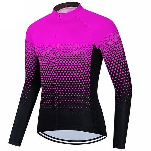 Herren Radtrikot Geometrisch Langarm Fahhrad Trikot Oberteil mit 3 Gesäßtaschen Mountainbike MTB Straßenradsport Schnelltrocknend Reflektierende Streifen Rückentasche Feuchtigkeitsableitend Sport Image