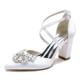 Damen Hochzeit Schuhe Geschenke zum Valentinstag Weiße Schuhe Hochzeit Party Täglich Brautschuhe Strass Blockabsatz Spitze Zehe Elegant Modisch Satin Kreuzgurt Wein Schwarz Weiß