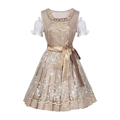 Karneval Oktoberfestbier Kostüm Dirndl Trachtenkleider Dirndlbluse Oktoberfest / Bier Bayerisch Traditioneller Stil Traditionelles Kostümkleid Wiesn Damen Stoff im traditionellen Stil Blusen Kleid Image
