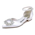 Per donna scarpe da sposa Ballerine Regali di San Valentino Scarpe bianche Matrimonio Feste Giornaliero Appartamenti di nozze Con diamantini Piatto Appuntite Elegante Di tendenza Raso Listino alla