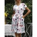 Women's Casual Dress Swing Dress A Line Dress Floral Graphic Tie Front Button V Neck Long Dress Maxi Dress Elegant Bohemia Wedding Party Short Sleeve Summer