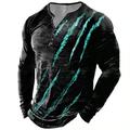 Pop art Zampa Originale Essenziale Classico Per uomo Stampa 3D maglietta Camicia Henley Magliette Esterno Giornaliero Sport maglietta Rosso Blu Viola Manica lunga Henley Camicia Primavera Autunno