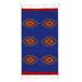 'Six Suns' (2x3.5) - Mexican Blue and Red Zapotec Wool Area Rug