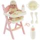 BiBi Doll Baby Doll with High Chair & Feeding Accessories for Kids Pink Toy