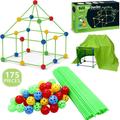 175Pcs Kids Construction Fortress Building Kit - Construction Straws and Connectors Toys, Den Building Kit DIY Play Tent Indoor Outdoor