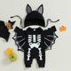 (60cm(0-3 Months), Black White) Halloween Baby Boy Bat Jumpsuit Newborn Infant Toddler Romper Long Sleeve Playsuit Costumes