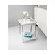White High Gloss 2 Tier Shelf Unit With Stainless Steel Legs Living Room G-0350