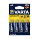 Varta Longlife AA Battery Pack of 4 04106101414 VR52515
