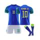 (18(100-110CM)) Neymar Jr #10 Brazil Away Jersey 2022/23 Soccer T-Shirt Shorts Kits Football 3-Pieces Sets