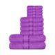 (Purple) 10 Piece Luxury Towel Bale Set 100% Pure Cotton Bath Towels Facecloth Hand Towel