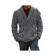 (Gray, S) Thick Mens Knitted Shawl Collar Double Breasted Cable Knitwear Cardigan Sweater