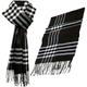 (Black 2) Mens Scarf Warm Winter Soft Striped Neck Shawl Wrap