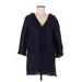August Silk Long Sleeve Blouse: Blue Tops - Women's Size Medium