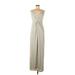 Adrianna Papell Cocktail Dress - Wrap: Gray Marled Dresses - Women's Size 8