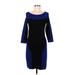 INC International Concepts Cocktail Dress - Midi: Blue Color Block Dresses - Women's Size Medium