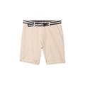 Tom Tailor slim chino shorts with belt Herren beige white bean dobby, Gr. 34, Männlich Hosen