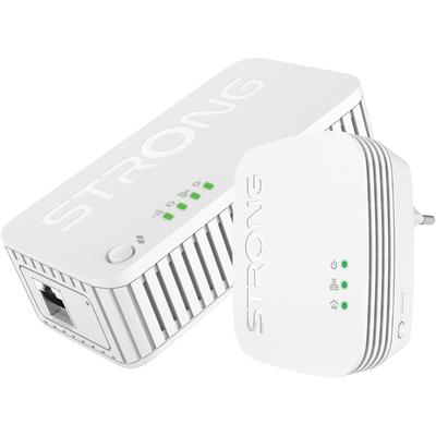 STRONG Reichweitenverstärker "Powerline MINI WiFi 1000 Mbit/s Set (2 Einheiten)", weiß, B:18,4cm H:8,5cm T:19,4cm, Router