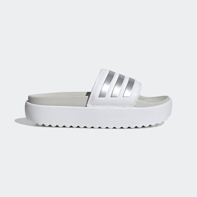 Badesandale ADIDAS SPORTSWEAR "PLATFORM ADILETTE", Gr. 40,5, silber (cloud weiß, zero metallic, grau one), Synthetik, sp