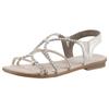 Riemchensandale RIEKER, Damen, Gr. 37, beige (hellbeige), Lederimitat, metallic, elegant, Schuhe, Sommerschuh, Sandalette, Blockabsatz, mit Gummizügen für guten Sitz, Topseller