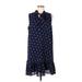 Maison Jules Casual Dress - Popover: Blue Polka Dots Dresses - Women's Size Large