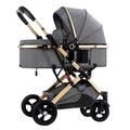 Baby Pram Pushchair High View Baby Carriage Two-Way Pram Trolley Baby Stroller for Infant and Toddler, Lightweight Baby Pram Stroller for Newborn Ideal for 0-36 Months (Color : Grey A)